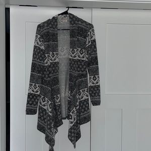 Grey and white patterned cardigan, size small